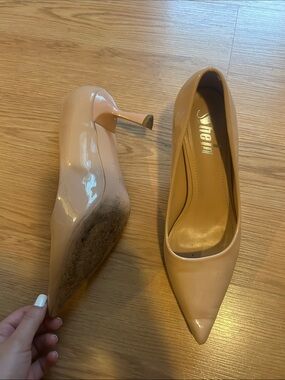 Nude Patent Pointed-Toe High Heels